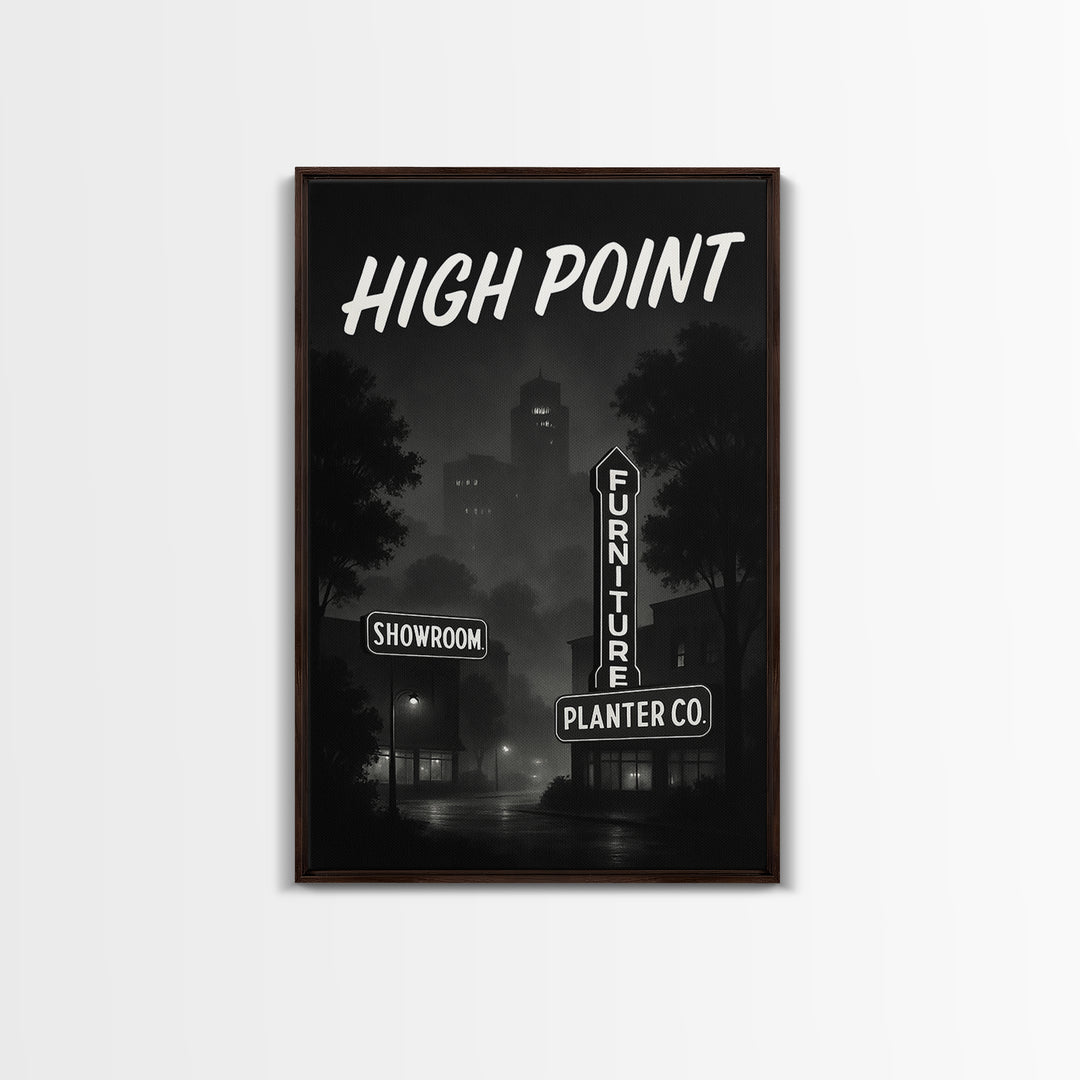 High Point North Carolina Travel Poster, Canvas Print, Night Street Poster Art, High Point Art Print, Gift For Travelers, Watercolor Skyline