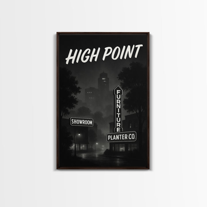 High Point North Carolina Travel Poster, Canvas Print, Night Street Poster Art, High Point Art Print, Gift For Travelers, Watercolor Skyline