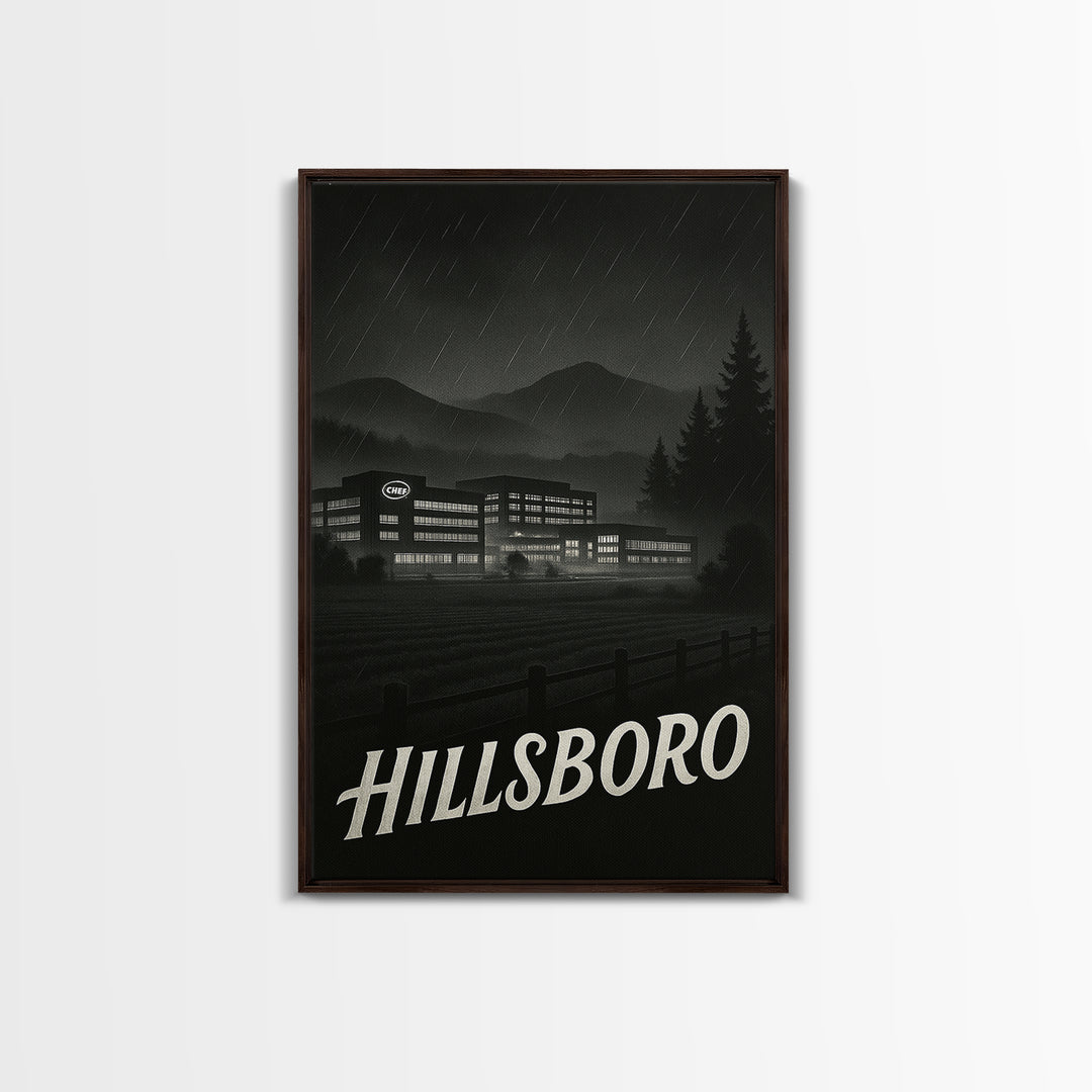 Hillsboro Oregon Travel Poster, Canvas Print, Black And White Travel Art, Hillsboro Poster Print, Wanderlust Decor, Eclectic Wall Decor