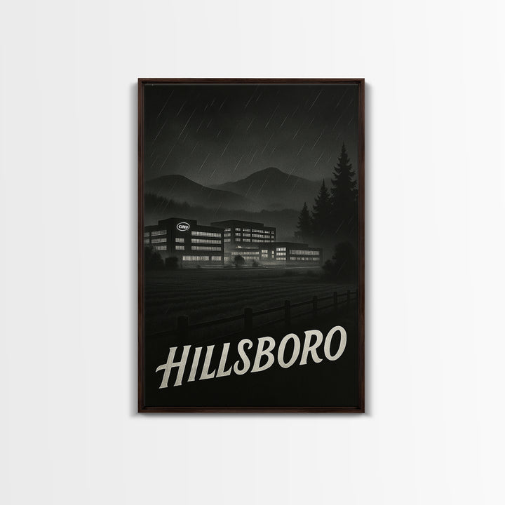 Hillsboro Oregon Travel Poster, Canvas Print, Black And White Travel Art, Hillsboro Poster Print, Wanderlust Decor, Eclectic Wall Decor