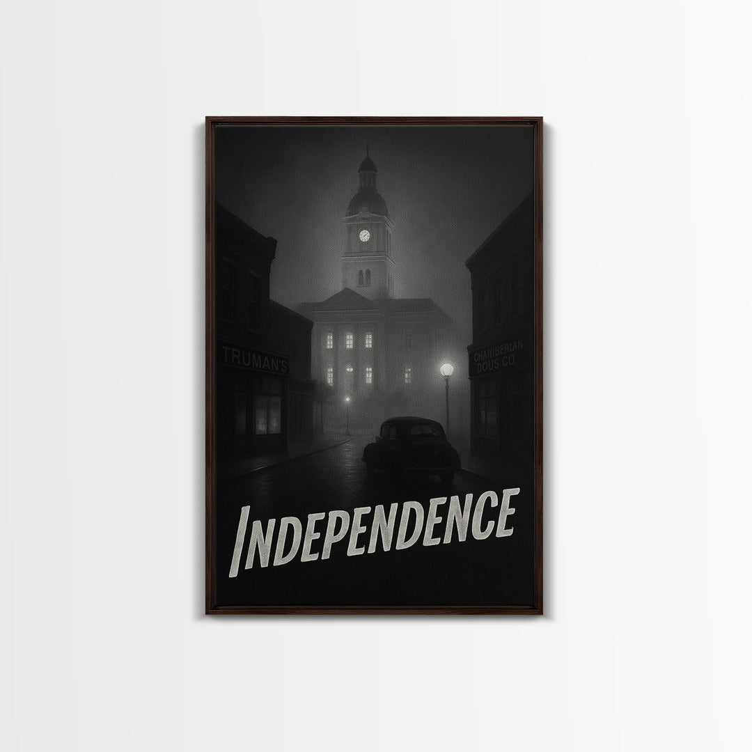 Independence Missouri Travel Poster, Canvas Print, Vintage Noir Poster Art, Independence City Art, Travel Art Print, Art Print