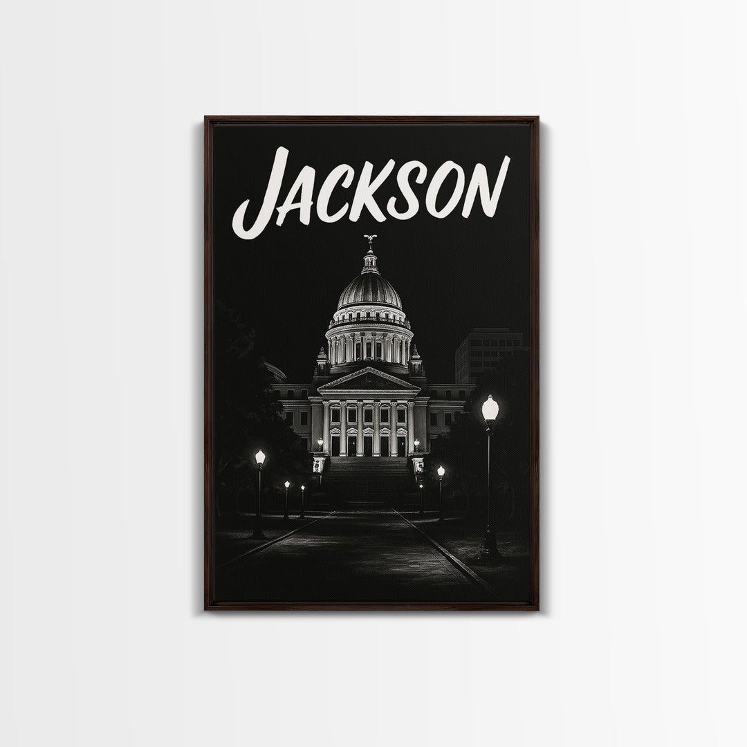 Jackson Travel Poster, Canvas Print, Vintage Noir Poster Art, Jackson Travel Art, Vintage City Art, Vintage Travel Art, Travel Poster Art