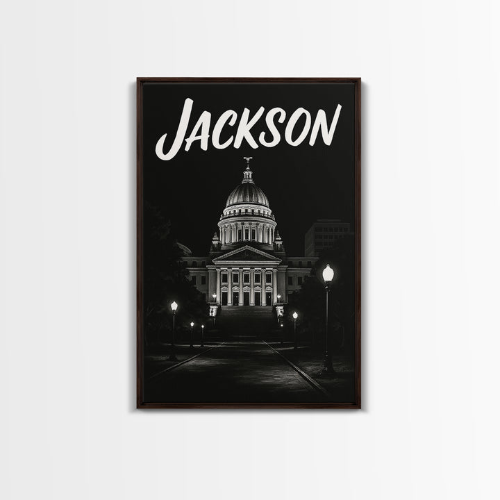 Jackson Travel Poster, Canvas Print, Vintage Noir Poster Art, Jackson Travel Art, Vintage City Art, Vintage Travel Art, Travel Poster Art