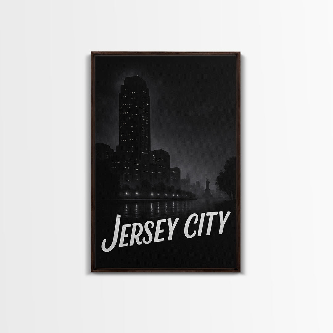 Jersey City New Jersey Travel Poster, Canvas Print, Vintage Noir Poster Art, Jersey City Wall Art, Poster Art, Travel Poster Set, Poster Art
