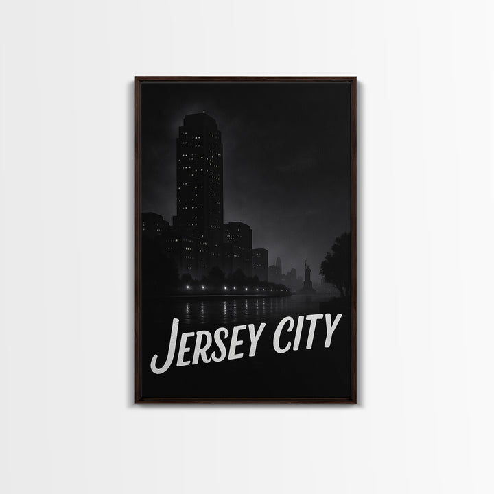 Jersey City New Jersey Travel Poster, Canvas Print, Vintage Noir Poster Art, Jersey City Wall Art, Poster Art, Travel Poster Set, Poster Art