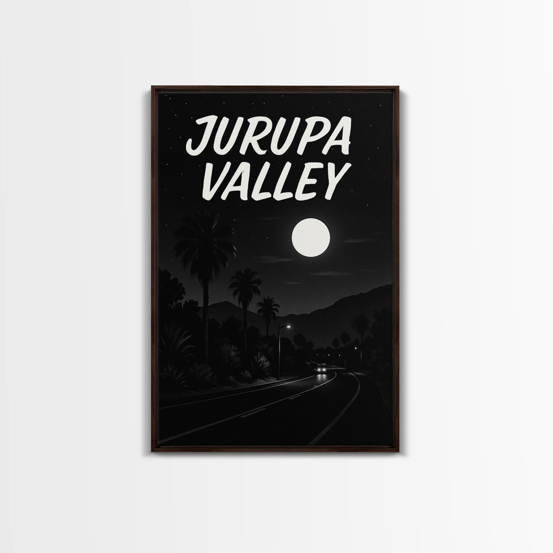Jurupa Valley Travel Poster, Framed Canvas Print, Vintage Noir Poster Art, Jurupa Valley City Art, Vintage City Art, Mid Century Wall Art