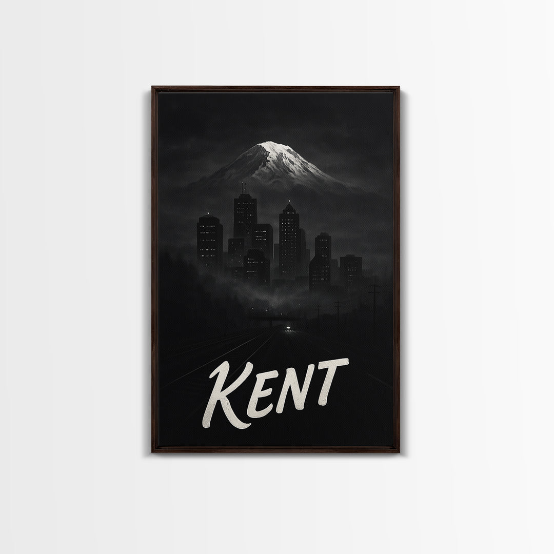 Kent Washington Travel Poster, Canvas Print, Night Street Poster Art, Kent Poster Print, City Art Print, Wanderlust Decor, Wall Decor