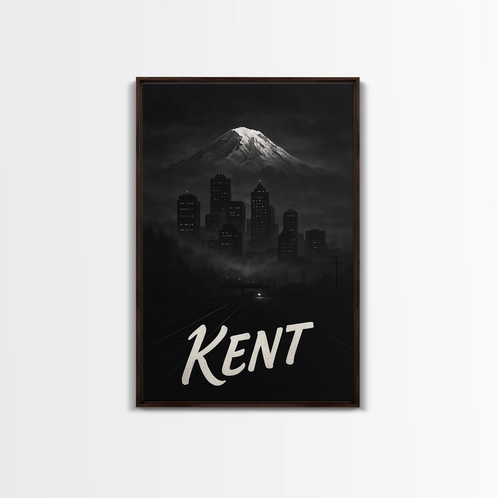Kent Washington Travel Poster, Canvas Print, Night Street Poster Art, Kent Poster Print, City Art Print, Wanderlust Decor, Wall Decor