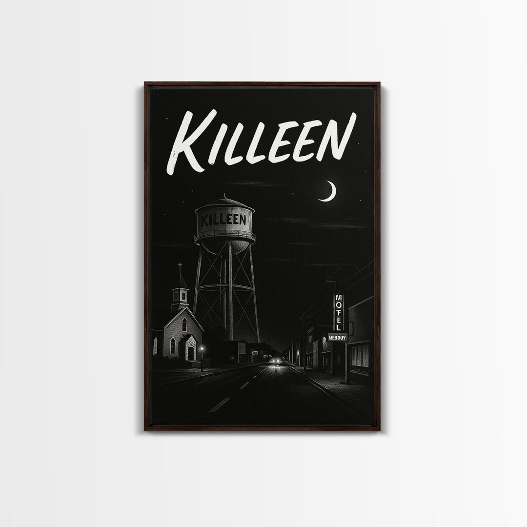 Killeen Travel Poster, Canvas Print, Black And White Travel Art, Killeen Wall Art, City Art Print, Vintage City Poster, City Travel Prints