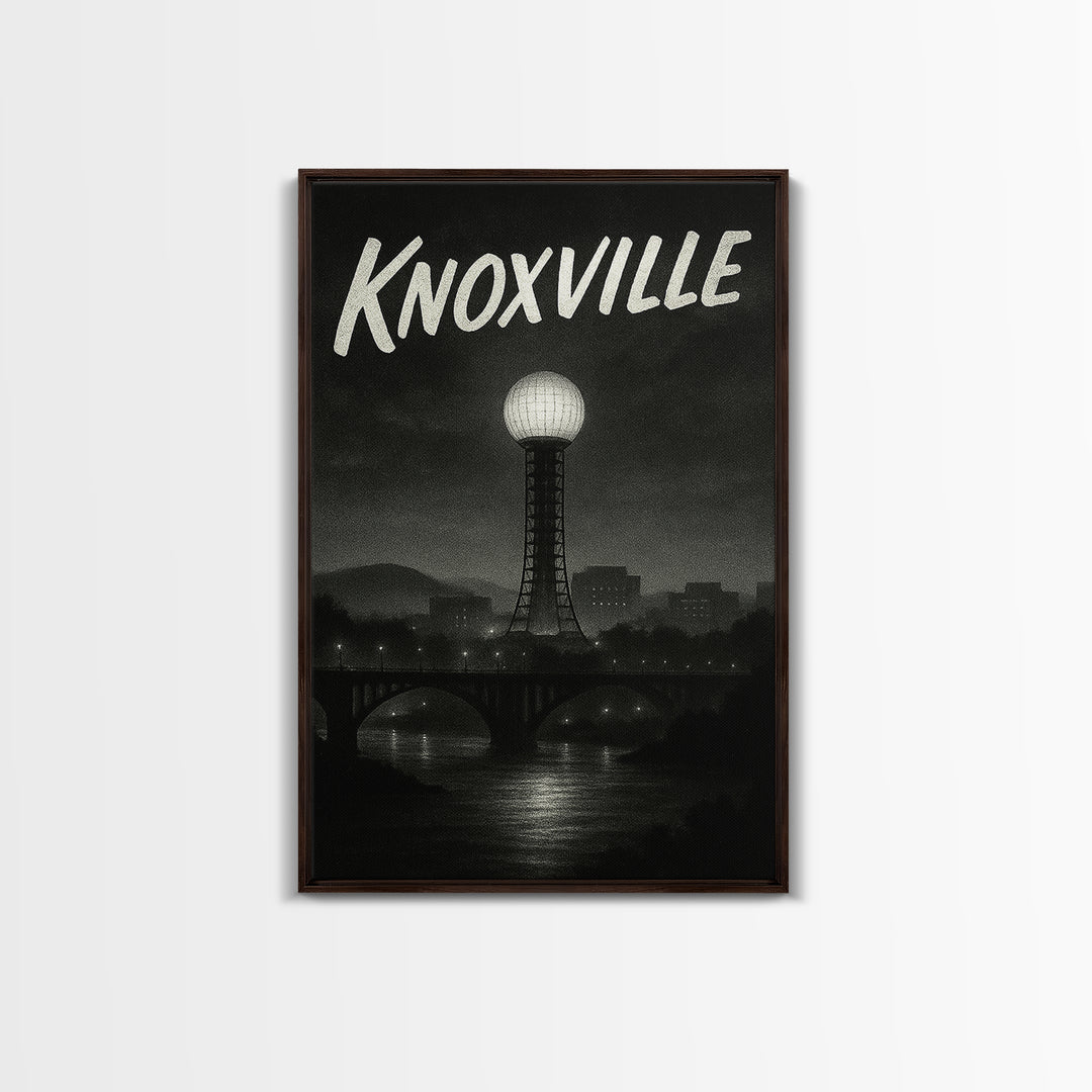 Knoxville Tennessee Travel Poster, Canvas Print, Black And White Travel Art, Knoxville Art Print, Travel Wall Art, Wall Decor, Landscape Art