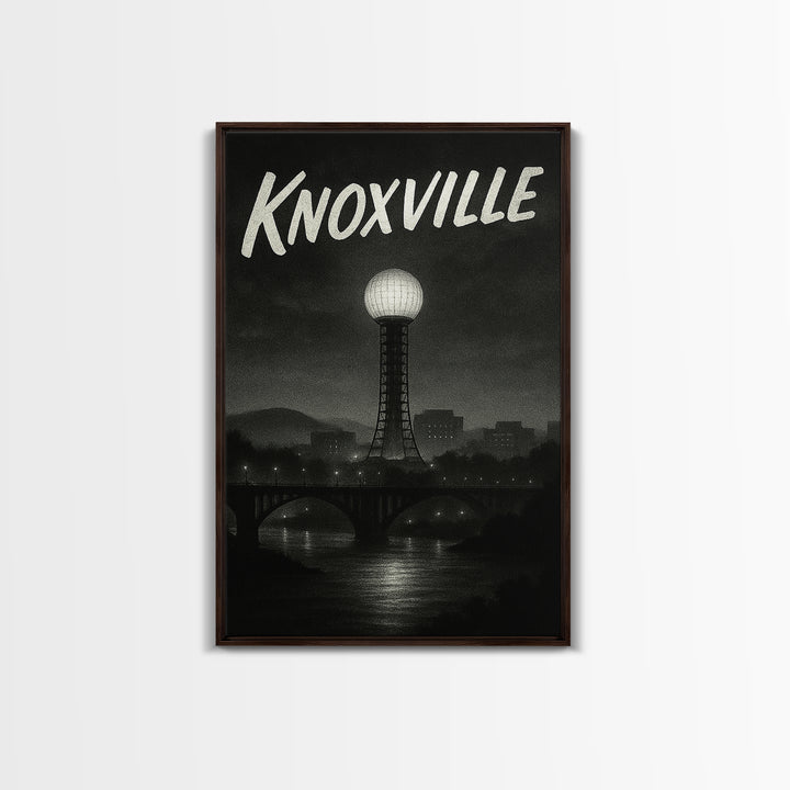 Knoxville Tennessee Travel Poster, Canvas Print, Black And White Travel Art, Knoxville Art Print, Travel Wall Art, Wall Decor, Landscape Art