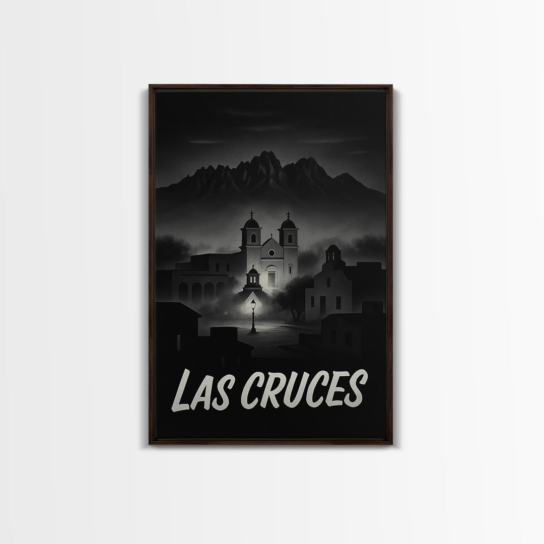 Las Cruces New Mexico Travel Poster, Canvas Print, Black And White Travel Art, Las Cruces Art Print, Travel Print, Vintage Travel Art