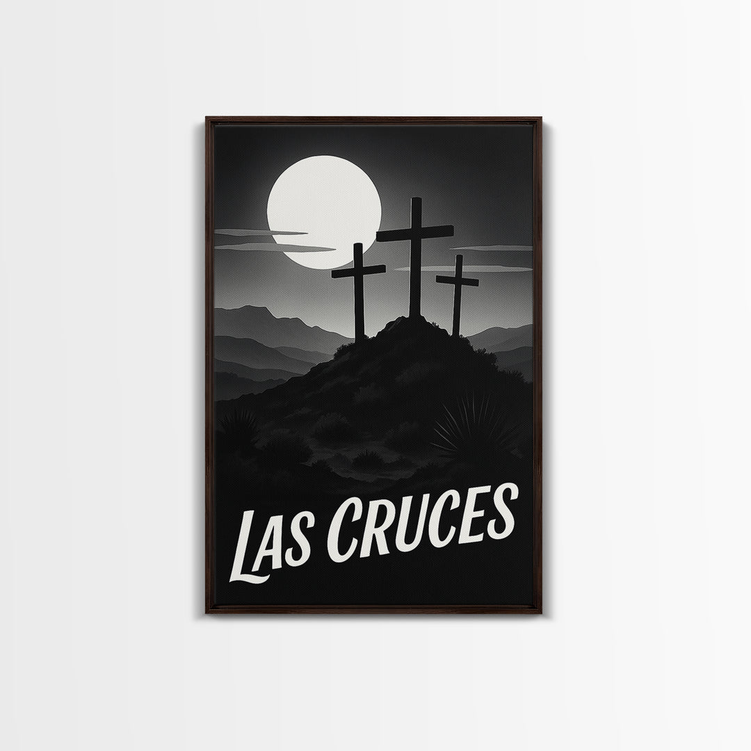 Las Cruces Travel Poster, Framed Canvas Print, Black And White Travel Art, Las Cruces Poster Print, Wanderlust Decor, Fine Art Print