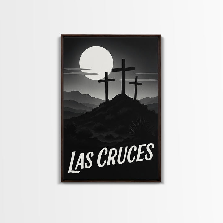 Las Cruces Travel Poster, Framed Canvas Print, Black And White Travel Art, Las Cruces Poster Print, Wanderlust Decor, Fine Art Print