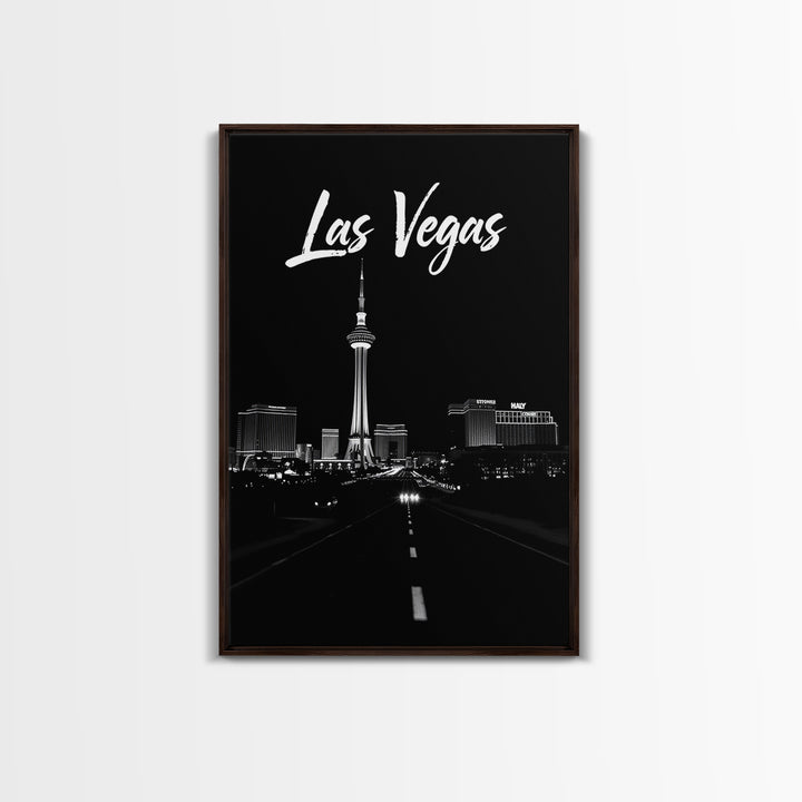 Las Vegas Nevada Travel Poster, Framed Canvas Print, Night Street Poster Art, Las Vegas Travel Art, Vintage City Poster, Travel Art Print