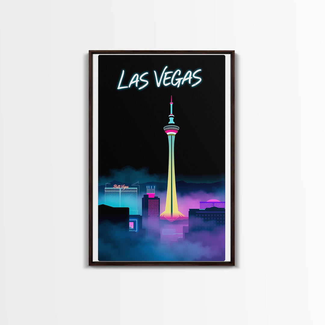 Las Vegas Travel Poster, Framed Canvas Print, Black And White Travel Art, Las Vegas Art Print, Eclectic Wall Decor, Travel Poster Art