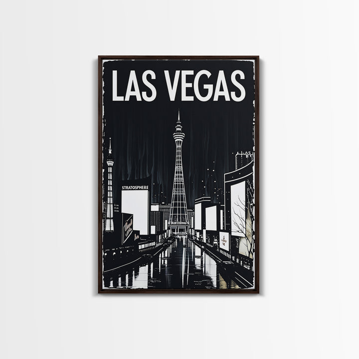 Las Vegas Travel Poster, Canvas Print, Dark Moody City Wall Art, Las Vegas Wall Art, Travel Poster Art, Travel Poster Set, Wanderlust Decor