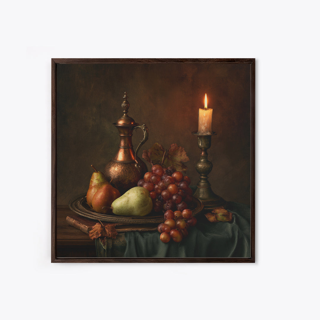 Classical Fruit Still Life Framed Canvas Print, Dining Room Art, 3 Piece Wall Art, Dining Room Decor, Fine Art, Dining, DRA-1x1-1