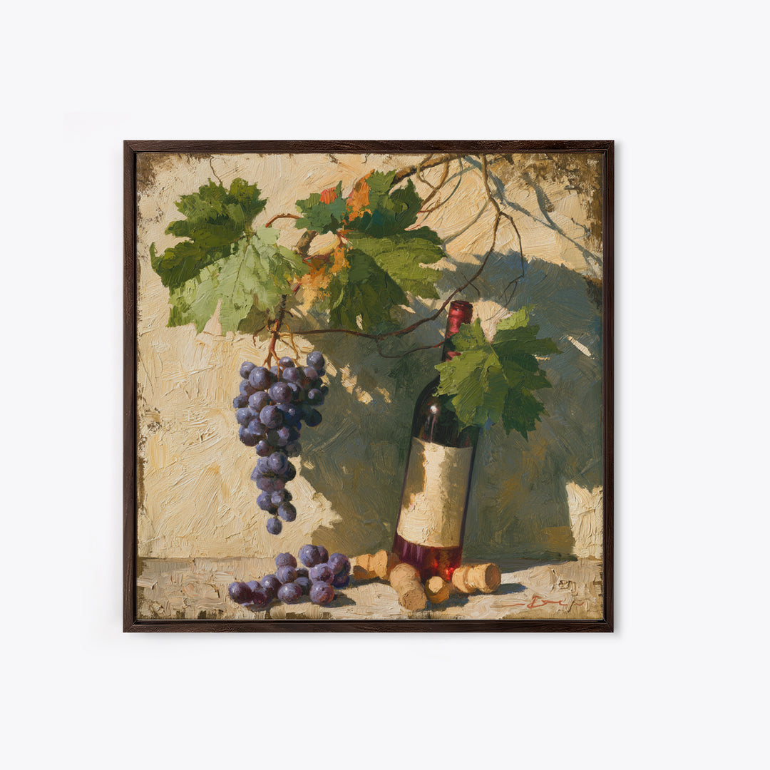 Botanical Grapevine with Leaves and Fruit Canvas Print, Dining Room Art, Bedroom Wall Art, Dining Room Decor, Dining, DRA-1x1-21