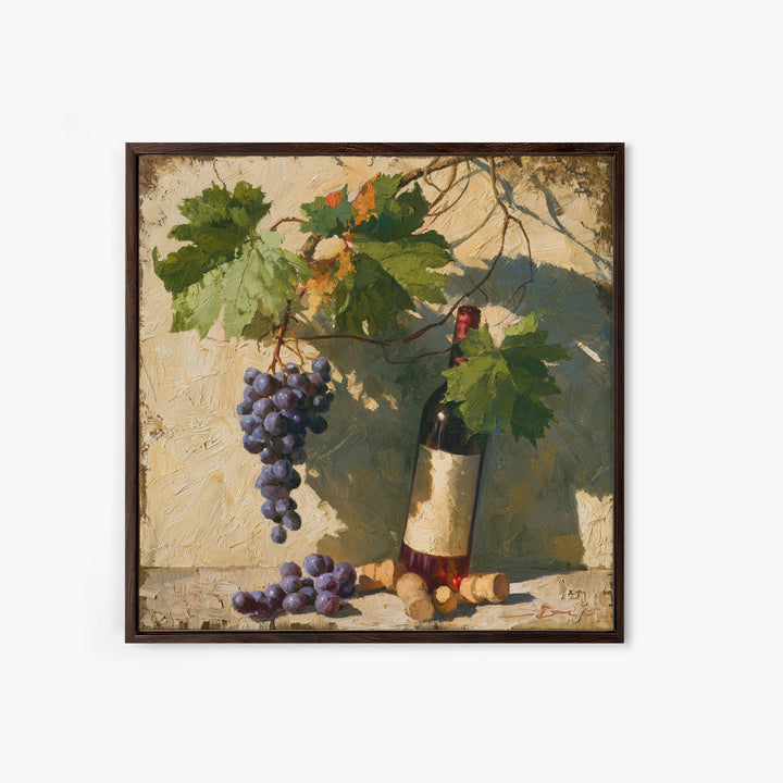 Botanical Grapevine with Leaves and Fruit Canvas Print, Dining Room Art, Bedroom Wall Art, Dining Room Decor, Dining, DRA-1x1-21