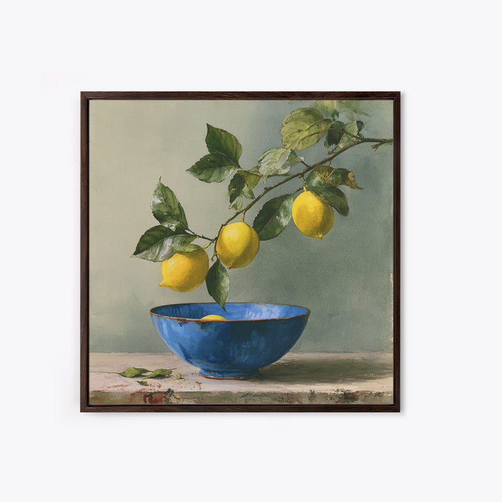 Italian Lemon Branch Framed Canvas Print, Dining Room Art, Trendy Wall Art, Dining Room Decor, Fine Art, Dining, DRA-1x1-29