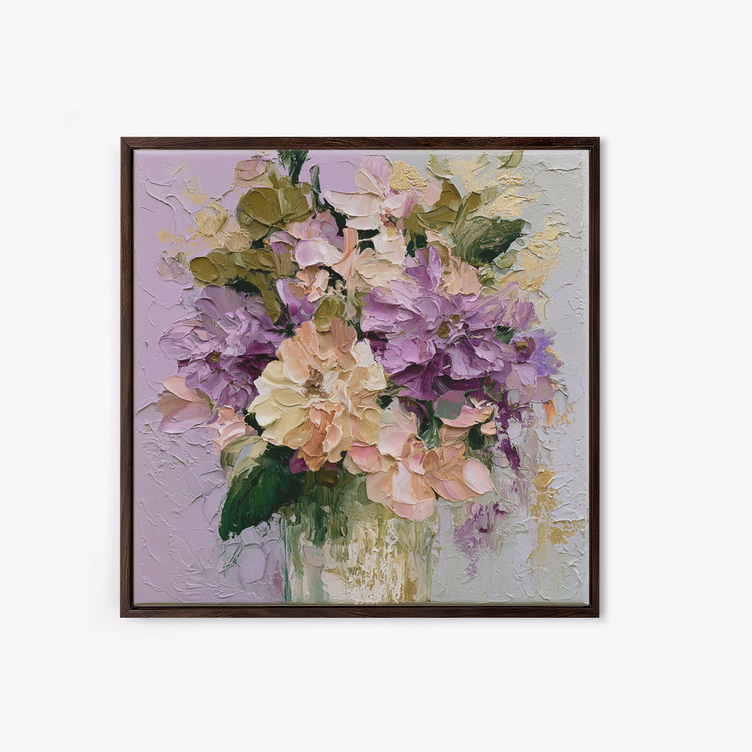 Large Expressive Flower Vase Framed Canvas Print, Dining Room Art, Home Decor, Dining Room Decor, Oil Painting, Dining, DRA-1x1-48