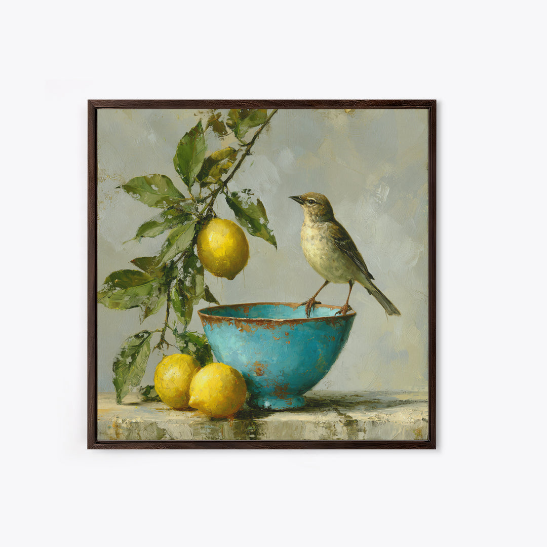 Italian Lemon Branch Framed Canvas Print, Dining Room Art, Trendy Wall Art, Dining Room Decor, Fine Art, Dining, DRA-1x1-53
