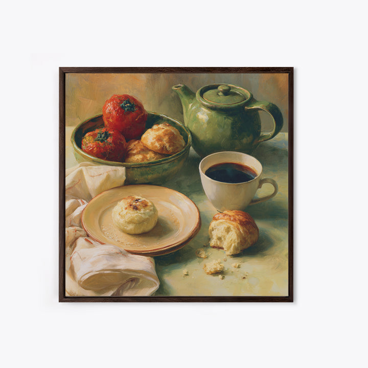 Coffee and Pastry Scene for Breakfast Nook Canvas Print, Dining Room Art, Food Art, Dining Room Decor, Fine Art, Dining, DRA-1x1-86
