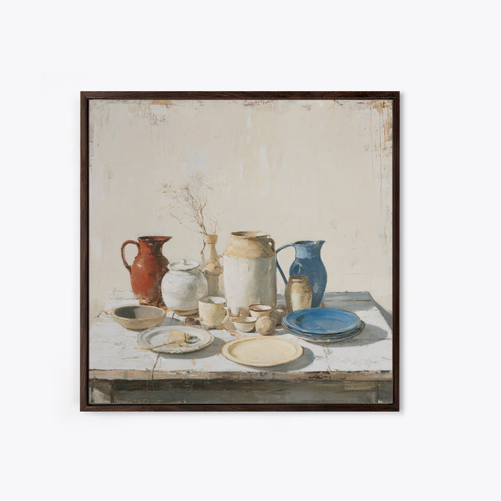 Sunlit Farmhouse Table Objects Without Room View Canvas Print, Dining Room Art, Gallery Decor, Dining Room Decor, Dining, DRA-1x1-89