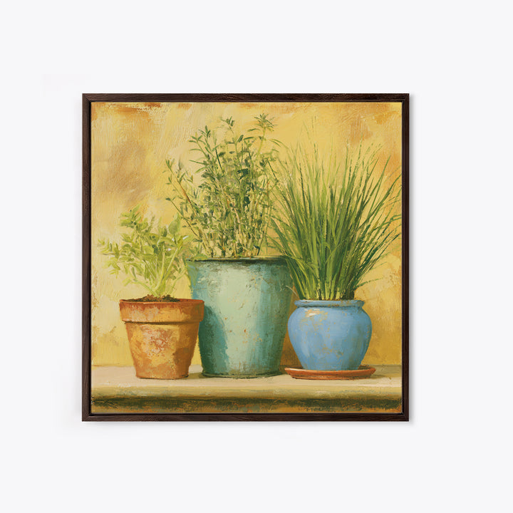 Modern Kitchen Herbs Canvas Print, Dining Room Art, Kitchen Wall Decor, Dining Room Decor, Fine Art, Dining, Statement Artwork, DRA-1x1-9