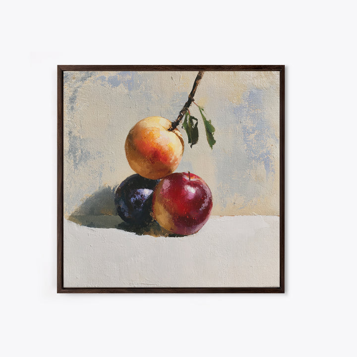 Peach and Plum Still Life Canvas Print, Dining Room Art, Trendy Wall Art, Dining Room Decor, Fine Art, Dining, DRA-1x1-92