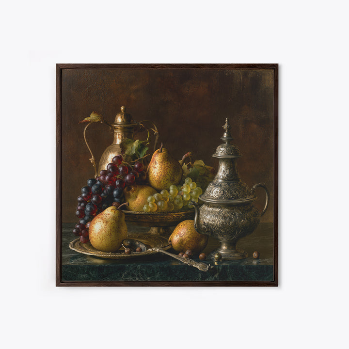Classical Fruit Still Life Canvas Print, Dining Room Art, Luxury Decor, Dining Room Decor, Oil Painting, Dining, DRA-1x1-97