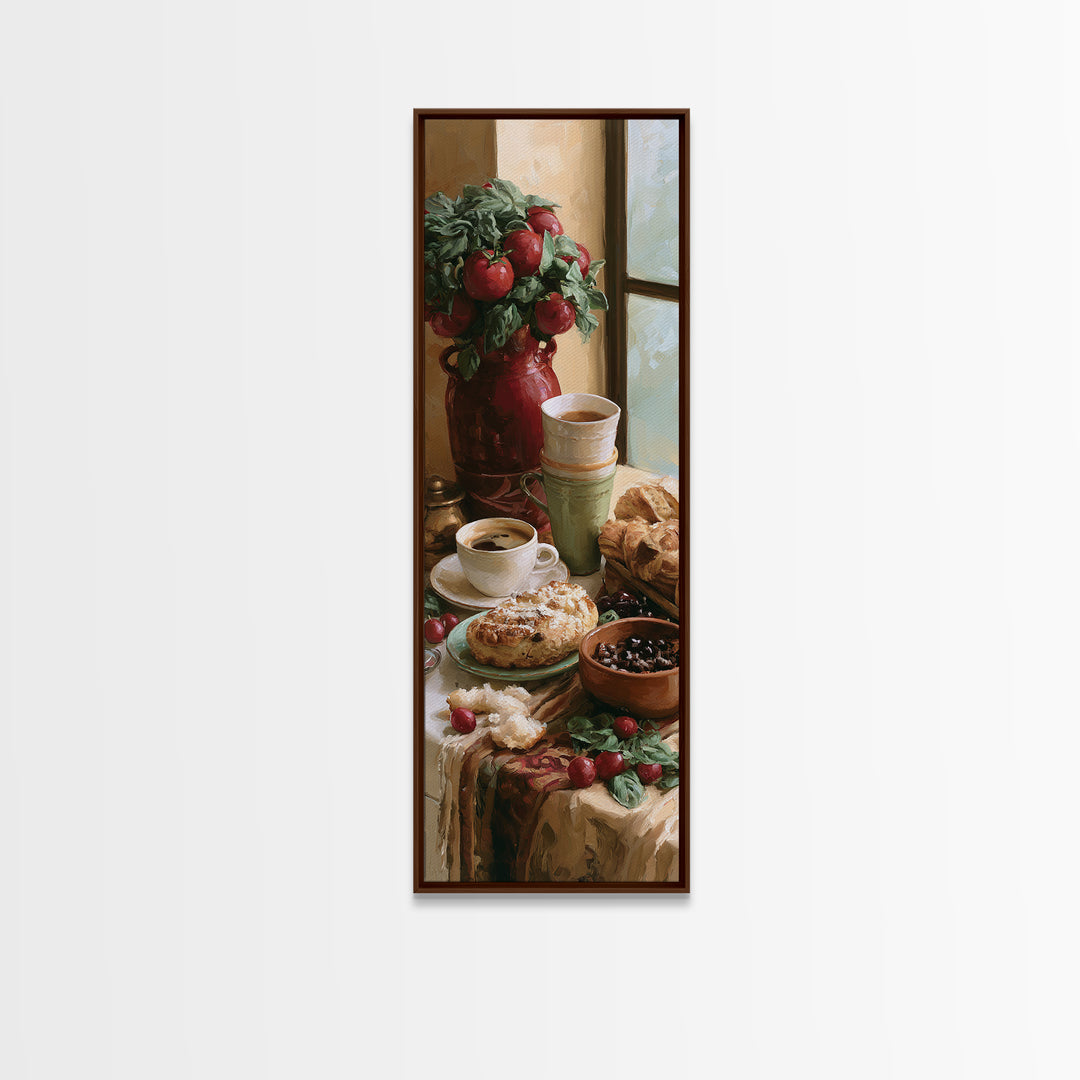 Coffee and Pastry Scene for Breakfast Nook Canvas Print, Dining Room Art, Modern Wall Art, Dining Room Decor, Fine Art, Dining, DRA-1x3-2