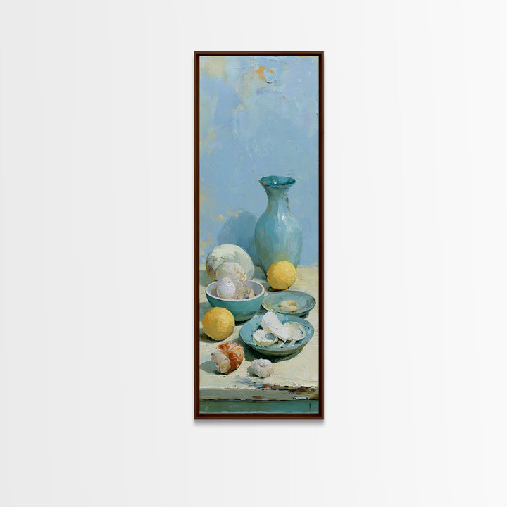 Shellfish and Lemon Still Life Canvas Print, Dining Room Art, Wall Decor, Dining Room Decor, Fine Art, Dining, Contemporary Art, DRA-1x3-28