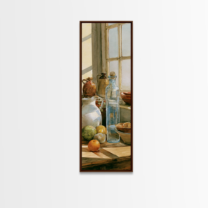 Sunlit Farmhouse Table Objects Without Room View Canvas Print, Dining Room Art, Coastal Decor, Dining Room Decor, Dining, DRA-1x3-29