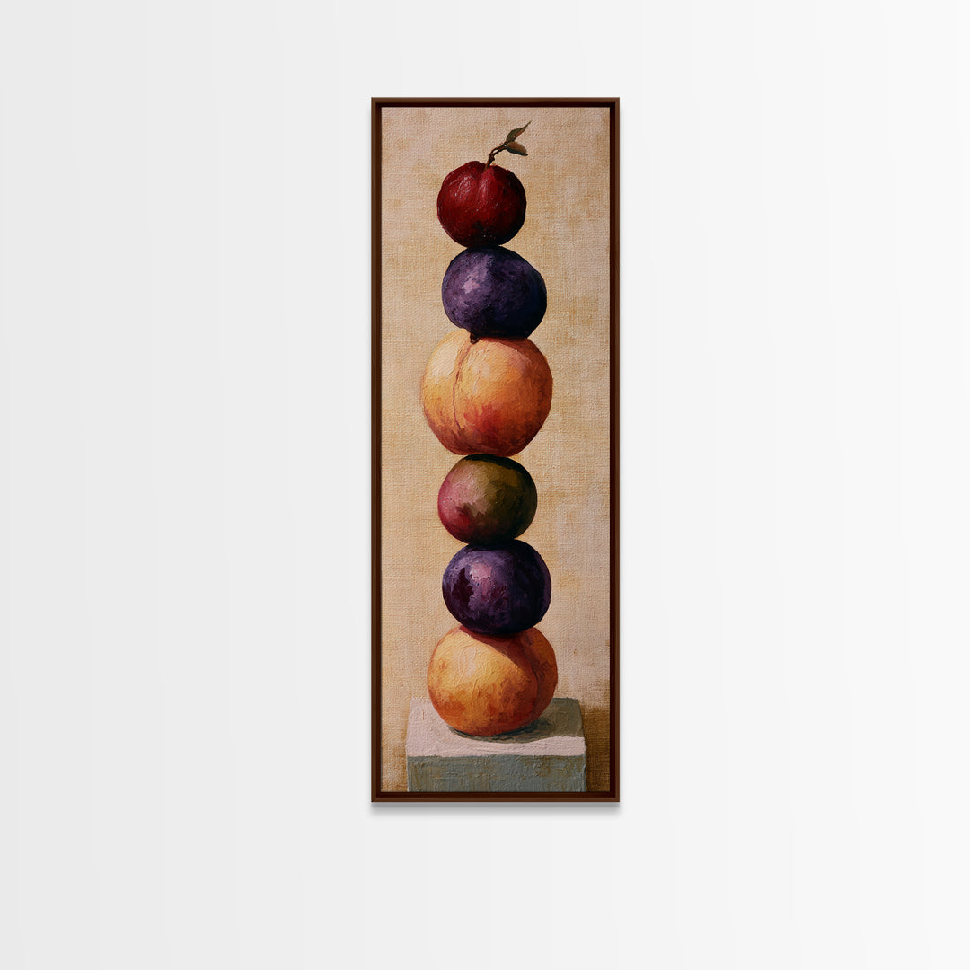 Peach and Plum Still Life Canvas Print, Dining Room Art, Neutral Decor, Dining Room Decor, Fine Art, Dining, Wall Art, DRA-1x3-32
