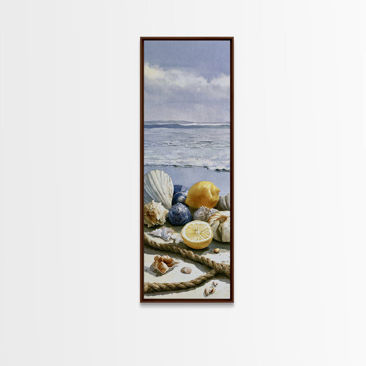 Shellfish and Lemon Still Life Framed Canvas Print, Dining Room Art, Coastal Decor, Dining Room Decor, Fine Art, Dining, DRA-1x3-4