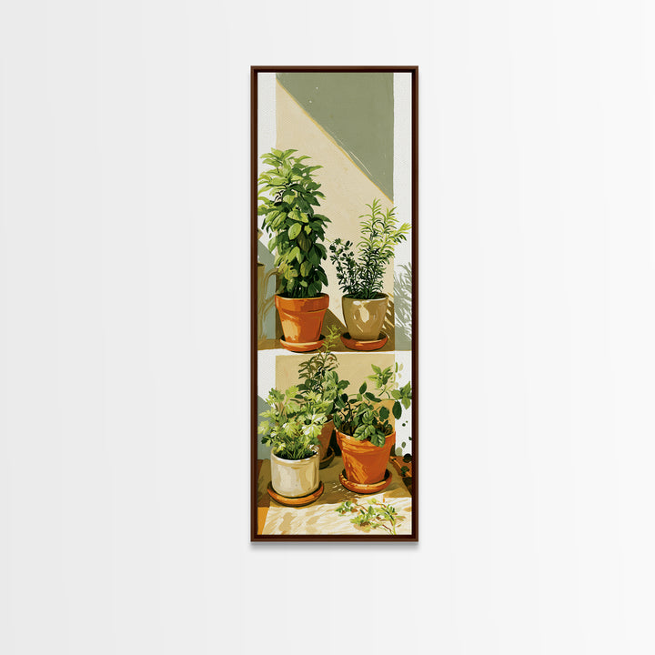 Modern Kitchen Herbs Framed Canvas Print, Dining Room Art, Dining Room Wall Art, Dining Room Decor, Oil Painting, Dining, DRA-1x3-45