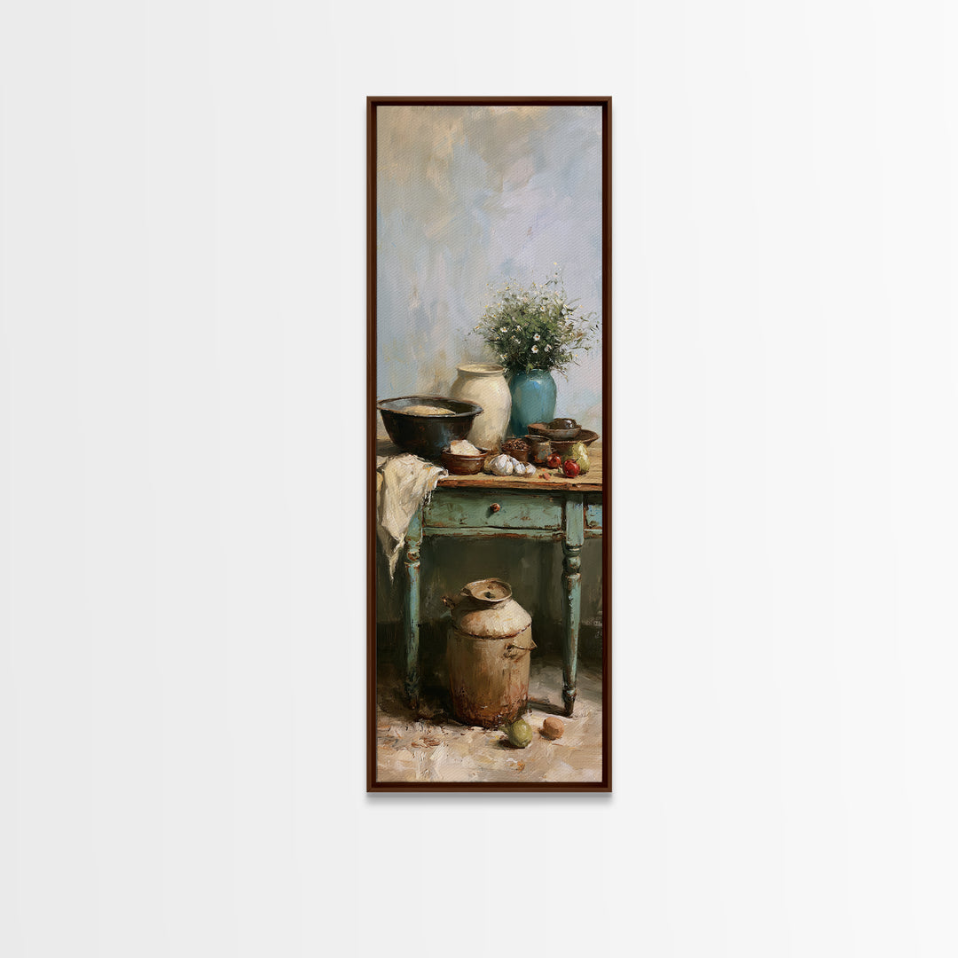 Sunlit Farmhouse Table Objects Without Room View Canvas Print, Dining Room Art, Coastal Decor, Dining Room Decor, Dining, DRA-1x3-53