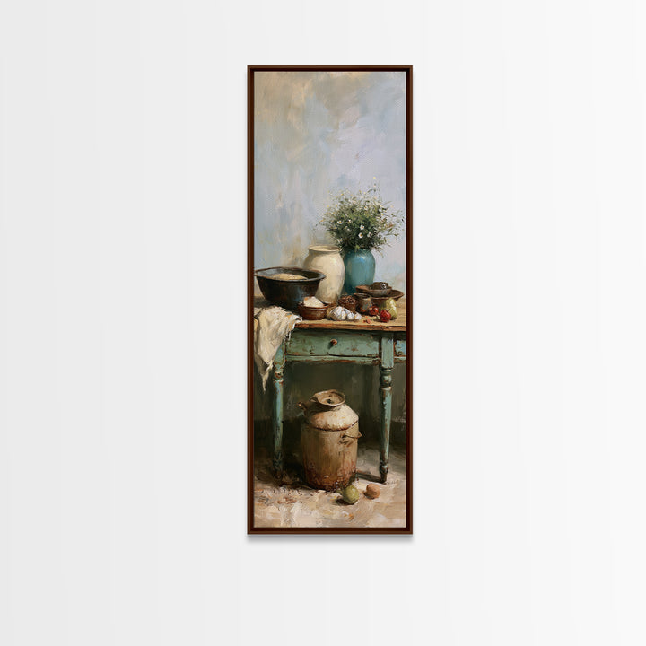 Sunlit Farmhouse Table Objects Without Room View Canvas Print, Dining Room Art, Coastal Decor, Dining Room Decor, Dining, DRA-1x3-53