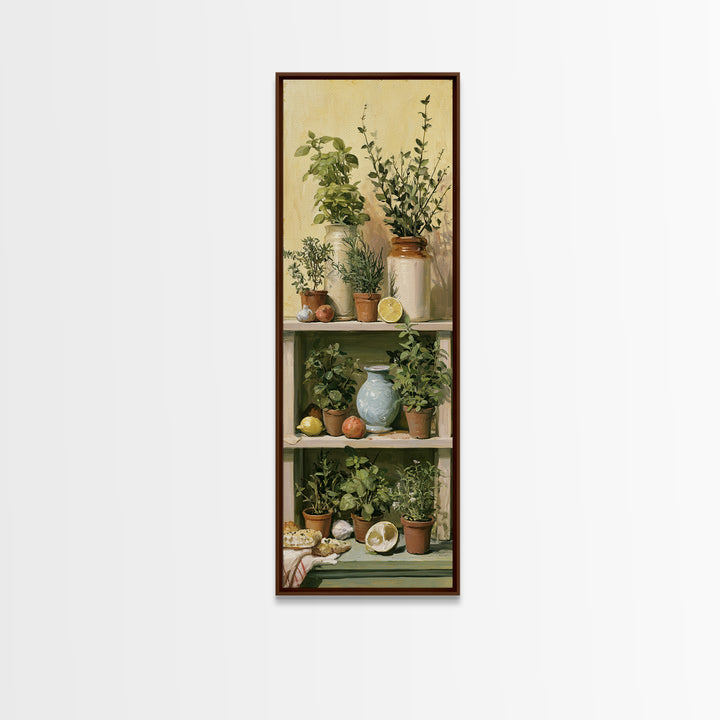 Modern Kitchen Herbs Framed Canvas Print, Dining Room Art, Dining Room Wall Art, Dining Room Decor, Oil Painting, Dining, DRA-1x3-69