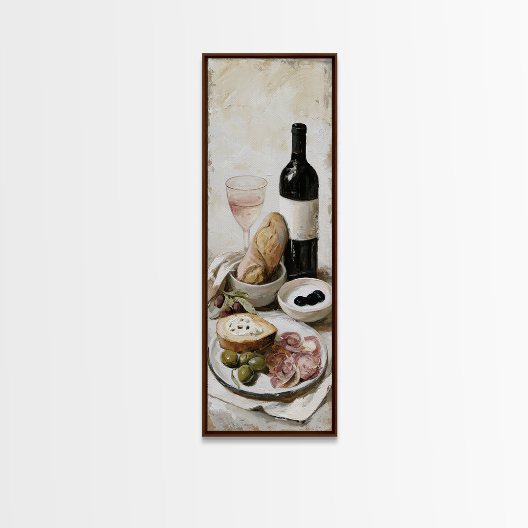 French Bistro Food Illustration Without Text Canvas Print, Dining Room Art, Kitchen Wall Decor, Dining Room Decor, Dining, DRA-1x3-70