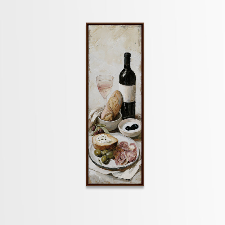 French Bistro Food Illustration Without Text Canvas Print, Dining Room Art, Kitchen Wall Decor, Dining Room Decor, Dining, DRA-1x3-70