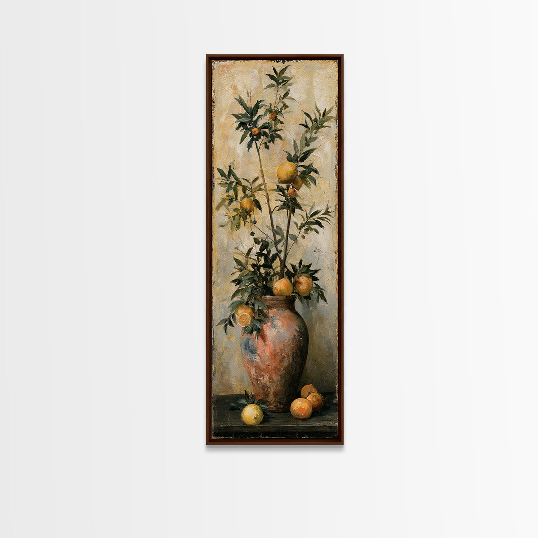 Mediterranean Olive Branch and Citrus Arrangement Canvas Print, Dining Room Art, Print, Dining Room Decor, Fine Art, Dining, DRA-1x3-72
