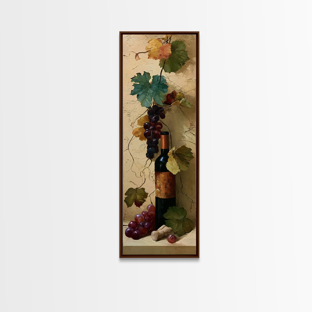 Botanical Grapevine with Leaves and Fruit Canvas Print, Dining Room Art, Large Wall Art, Dining Room Decor, Fine Art, Dining, DRA-1x3-81