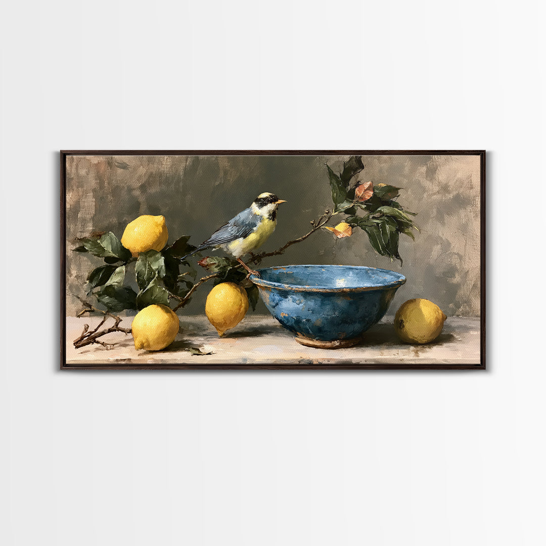 Italian Lemon Branch Framed Canvas Print, Dining Room Art, Art Print, Dining Room Decor, Oil Painting, Dining, Abstract Art, DRA-2x1-1