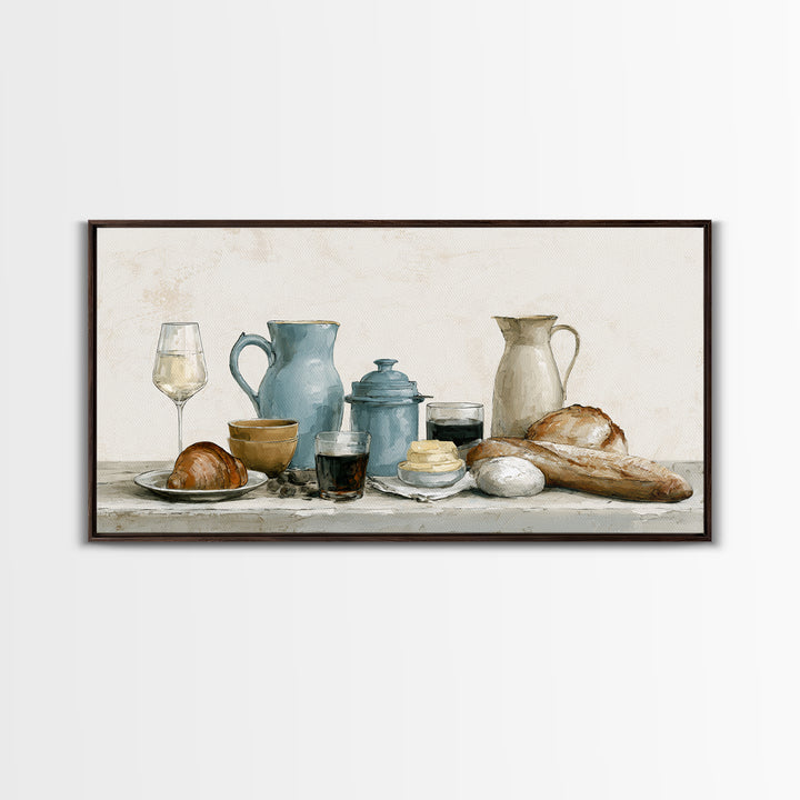 French Bistro Food Illustration Without Text Framed Canvas Print, Dining Room Art, Modern Decor, Dining Room Decor, Dining, DRA-2x1-30