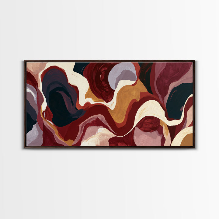 Abstract Red Wine Swirl Framed Canvas Print, Dining Room Art, Dining Room Wall Art, Dining Room Decor, Abstract Art, Dining, DRA-2x1-38