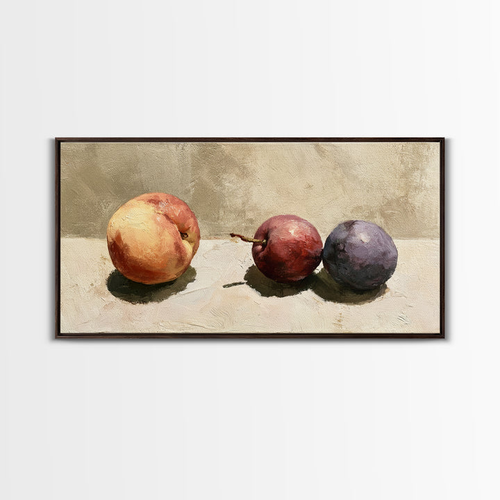 Peach and Plum Still Life Framed Canvas Print, Dining Room Art, Wall Art, Dining Room Decor, Fine Art, Dining, Printable Art, DRA-2x1-40
