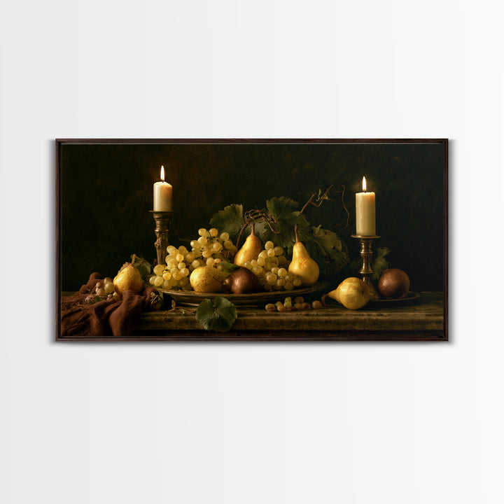 Classical Fruit Still Life Framed Canvas Print, Dining Room Art, Contemporary Art, Dining Room Decor, Fine Art, Dining, DRA-2x1-45